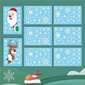 406pcs Christmas Window Clings for Glass Windows, 8sheets  Window Decorations